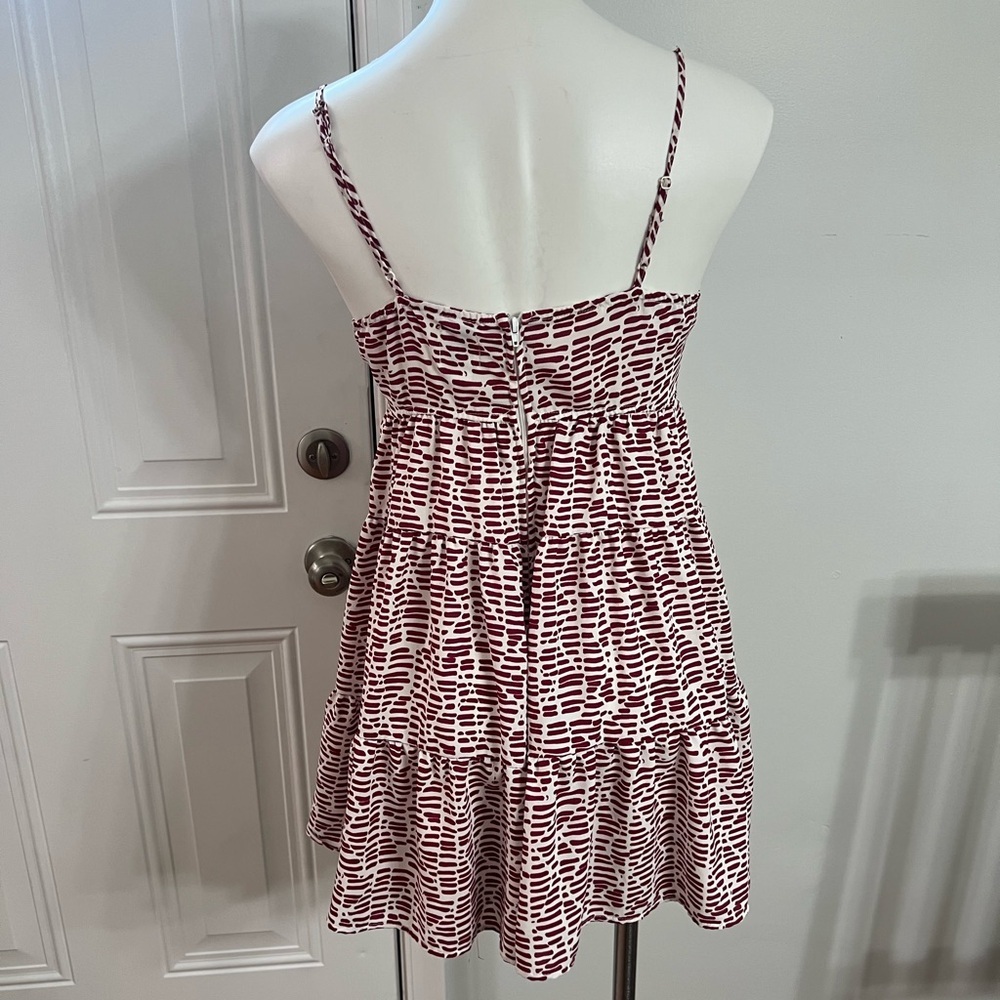 Blue Rain Ruched Red and White Mini Sundress - Picture 4 of 4